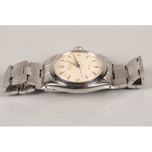 126 - 1950s gents Rolex Oyster precision stainless steel wrist watch 34mm, having 3-6-9 dial with arrowhea... 