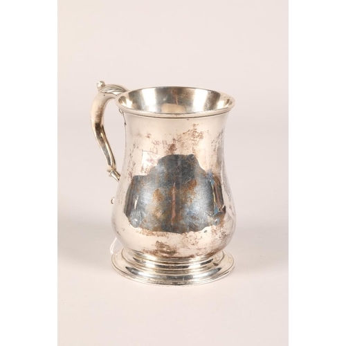 162 - George II silver tankard, baluster form with scroll handle, assay marked, London 1754, Thomas Whipha... 