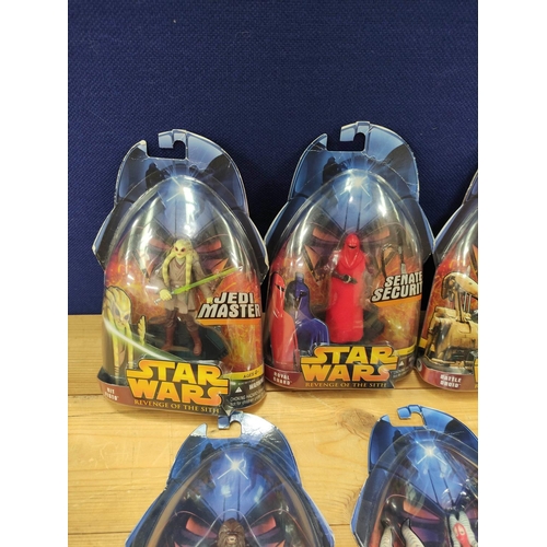 63 - Star Wars - Group of seven original and sealed 2005 'Revenge of the Sith' figures comprising of Bail... 