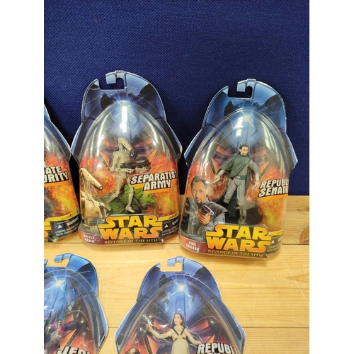 63 - Star Wars - Group of seven original and sealed 2005 'Revenge of the Sith' figures comprising of Bail... 