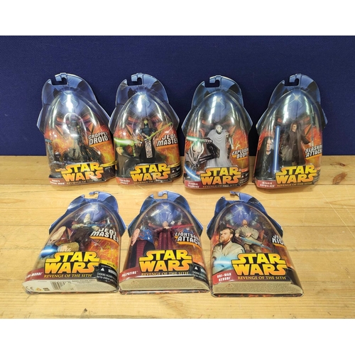 64 - Star Wars - Group of seven original and sealed 2005 'Revenge of the Sith' figures comprising of Obi-... 