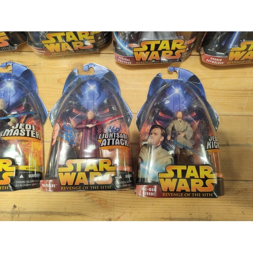 64 - Star Wars - Group of seven original and sealed 2005 'Revenge of the Sith' figures comprising of Obi-... 