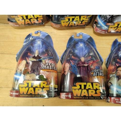 64 - Star Wars - Group of seven original and sealed 2005 'Revenge of the Sith' figures comprising of Obi-... 