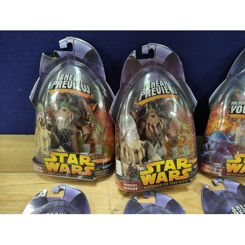 66 - Star Wars - Group of six original and sealed 2004 Revenge of the Sith Sneak Preview figures comprisi... 