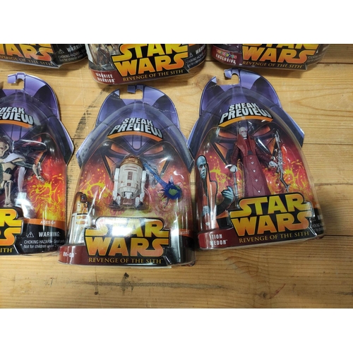 66 - Star Wars - Group of six original and sealed 2004 Revenge of the Sith Sneak Preview figures comprisi... 