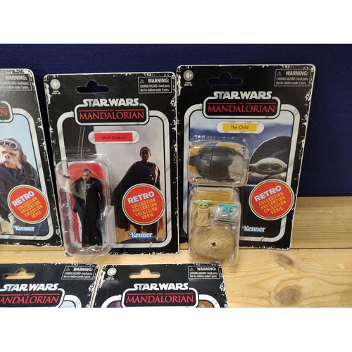 73 - Star Wars - Group of seven sealed Mandalorian Hasbro figures comprising of The Mandalorian F2019, Ca... 