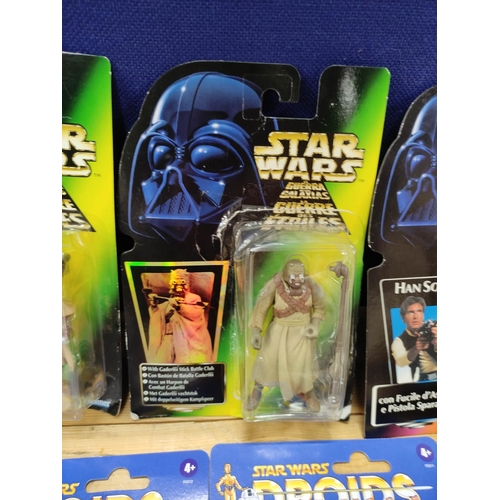 77 - Star Wars- Group of ten sealed Hasbro figures to include French issues comprising of Chewbacca 69570... 