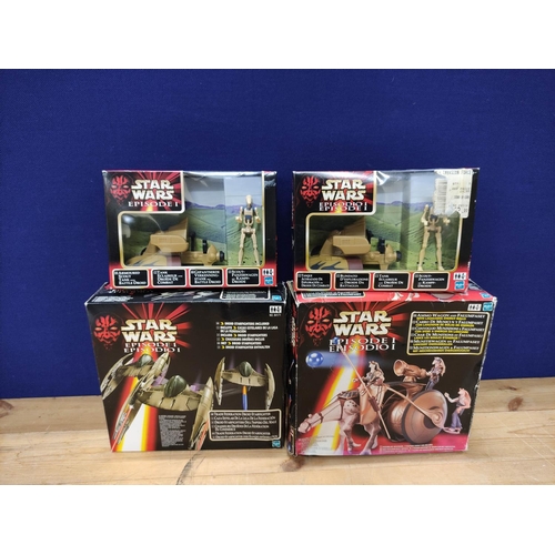 84 - Star Wars - Four boxed Hasbro 1999 Phantom Menace vehicles comprising of two armoured Scout Tanks wi... 