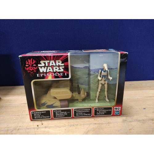 84 - Star Wars - Four boxed Hasbro 1999 Phantom Menace vehicles comprising of two armoured Scout Tanks wi... 