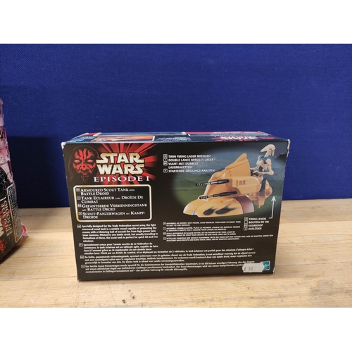 84 - Star Wars - Four boxed Hasbro 1999 Phantom Menace vehicles comprising of two armoured Scout Tanks wi... 