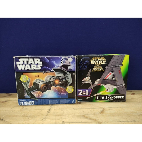 87 - Star Wars - Two boxed Starfighters comprising of Imperial Tie Bomber 97637 and Luke's T-16 Skyhopper... 