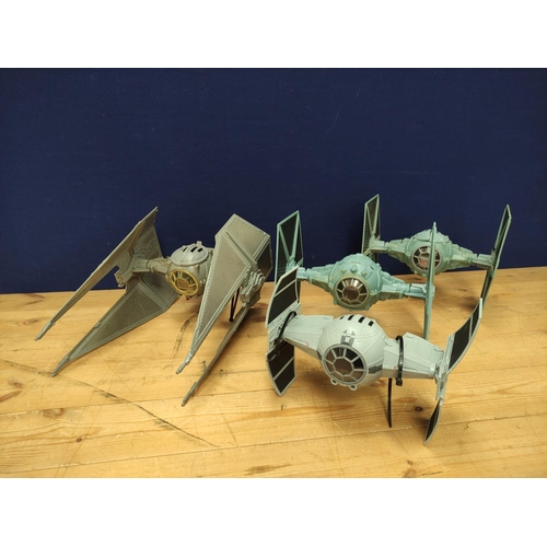 116 - Star Wars - Two 1995 Tonka Corp Imperial Tie - Fighters, a Tie Interceptor and a 2014 Hasbro First O... 