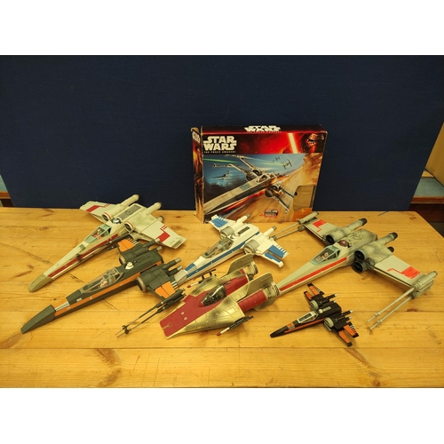 117 - Star Wars - Group of six rebel Starfighters to include a 1997 Hasbro A-Wing, 2015 Poe-Dameron X Wing... 