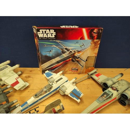 117 - Star Wars - Group of six rebel Starfighters to include a 1997 Hasbro A-Wing, 2015 Poe-Dameron X Wing... 