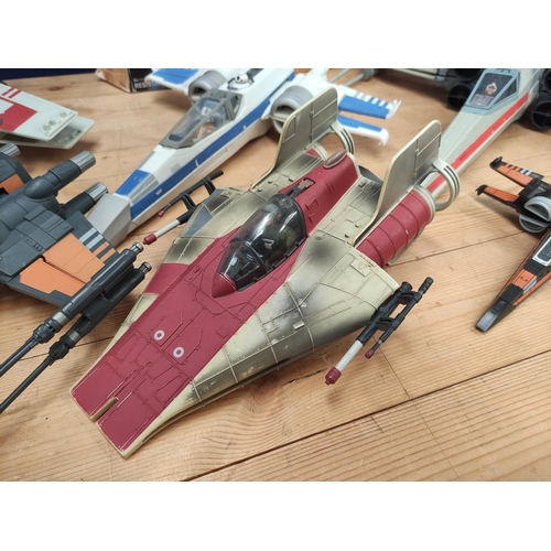 117 - Star Wars - Group of six rebel Starfighters to include a 1997 Hasbro A-Wing, 2015 Poe-Dameron X Wing... 