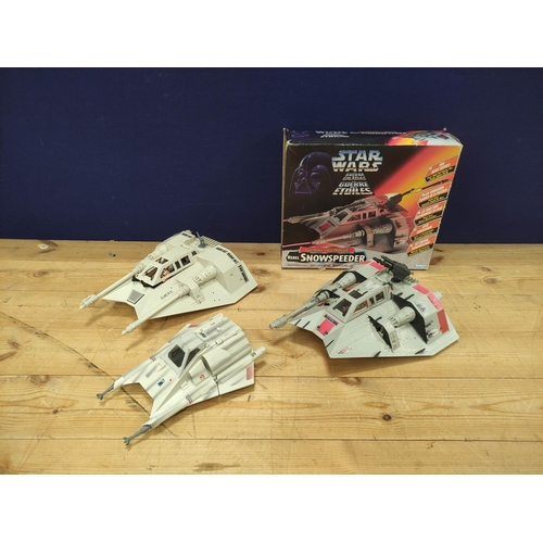 102 - Star Wars - Three Hoth Rebel Snowspeeders to include a boxed 1996 example by Hasbro Mexico 69585 wit... 