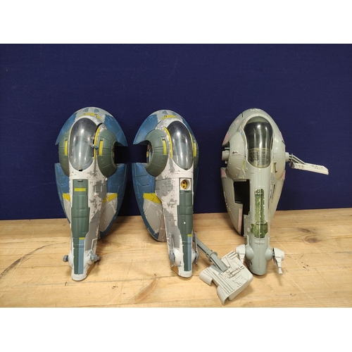 103 - Star Wars - Three model spacecrafts to include Boba Fetts Slave 1 1981 (defective) and two Jango Fet... 