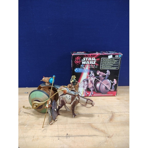 104 - Star Wars - Three model vehicles from the prequels. To include a Phantom Menace 1999 Ammo Wagon Falu... 