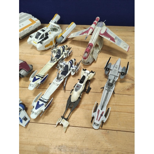 109 - Star Wars - Group of thirteen model vehicles comprising of five Speeder Bikes, Republican Gunship &a... 