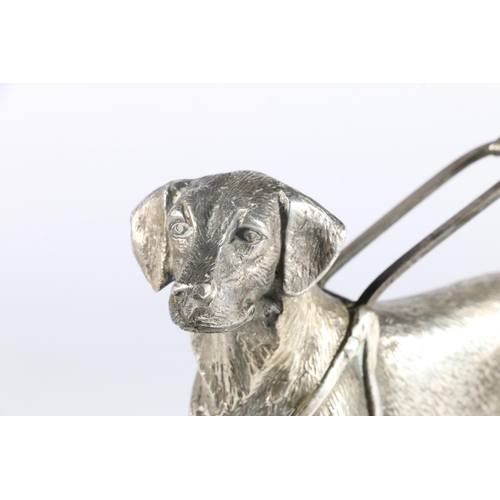 108 - Silver-plated dog model award, on ebonised plinth base, 'Presented to Stockton-on-Tees Round Table i... 