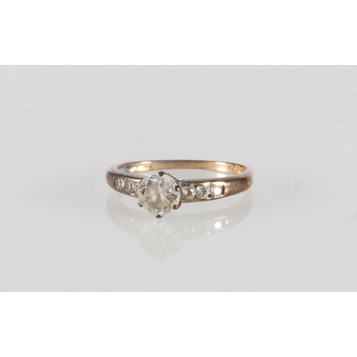 114 - 9K gold CZ set dress ring, 1.8g.