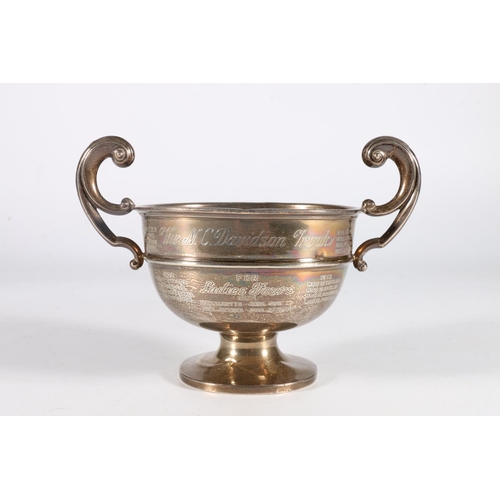 121 - Sterling silver twin-handled trophy, 'The NC Davidson Trophy'. S Blackensee & Son Ltd, Birmingha... 