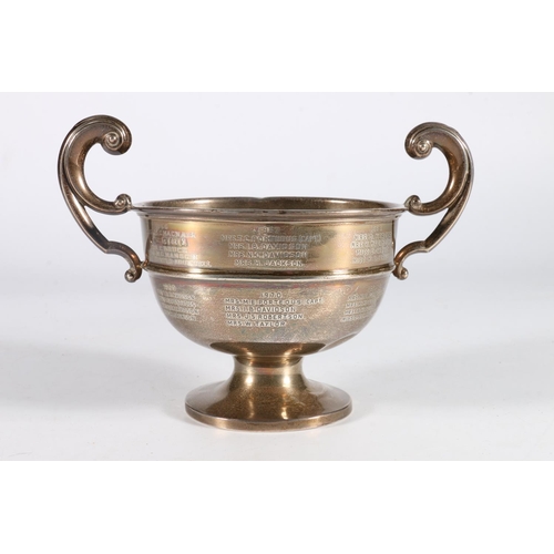 121 - Sterling silver twin-handled trophy, 'The NC Davidson Trophy'. S Blackensee & Son Ltd, Birmingha... 