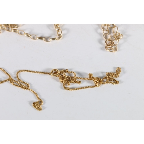 164 - 9ct gold ring link necklace and matching bracelet, 5.4g and a 9ct gold charm a/f, 2.1g.