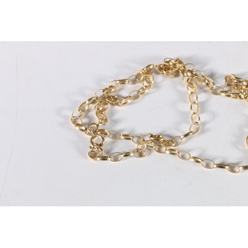 164 - 9ct gold ring link necklace and matching bracelet, 5.4g and a 9ct gold charm a/f, 2.1g.