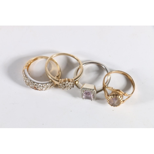 169 - Four 9ct gold dress rings to include a diamond set ring, 10g.