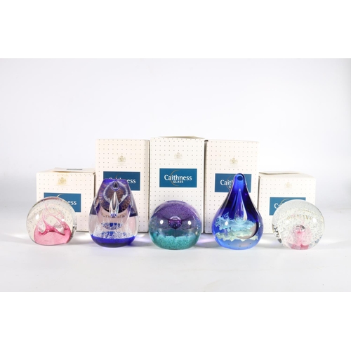 191 - Five boxed Caithness Glass art glass paperweights to include A Drop in the Ocean, Pink Champagne des... 