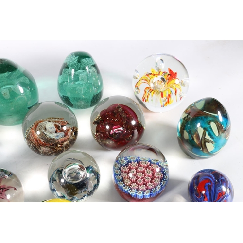 192 - Collection of art glass paperweights to including two Victorian green glass dumps, Selkirk Glass inc... 