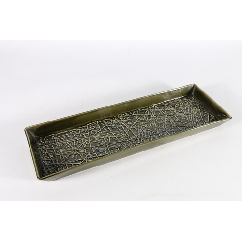 194 - Carlton Ware green pottery rectangular dish decorated with abstract design, impressed to the reverse... 