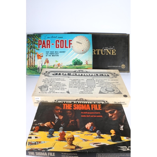 214 - Vintage games to include Ariel Productions Limited Par-Golf, Condor The Sigma File, Ariel Fortune Th... 