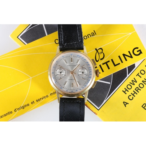 Gents Breitling Cadette chronograph wristwatch having gold plated bezel subsidiary seconds and date