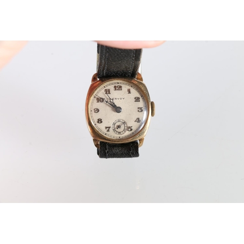 239 - Gents Envoy wristwatch with 9ct gold bezel and backplate, the dial with Arabic numerals and subsidia... 