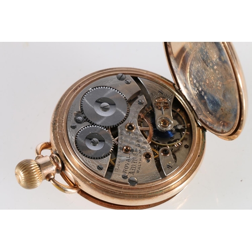 240 - Waltham of the United States of America, a gold plated cased full hunter keyless pocket watch with 1... 