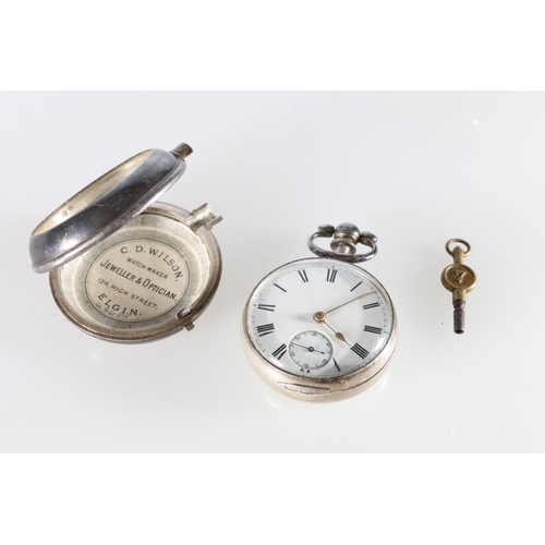 241 - Victorian silver pair case pocket watch, the white enamel dial with Roman numerals and subsidiary se... 