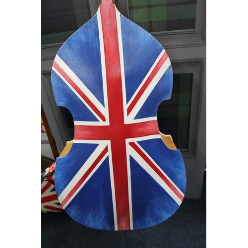 46 - Double bass painted with Randy Rosie design by Sasha Taylor, signed and dated 2014, with Gear 4 Musi... 