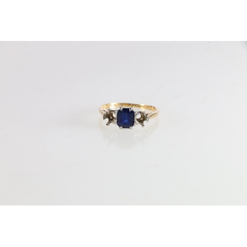 74 - 18ct gold sapphire set dress ring (outside stones missing) size O, 3g.