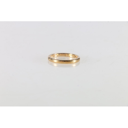 75 - 18ct gold plain wedding band, size M, 3.4g.