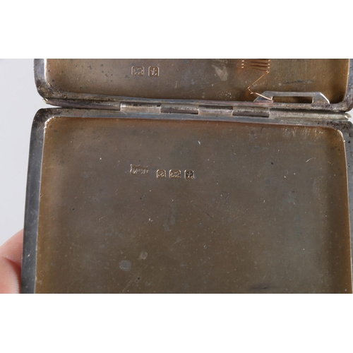 89 - Sterling silver engine turned cigarette case, Mappin and Webb, Birmingham, 1918, 115g.