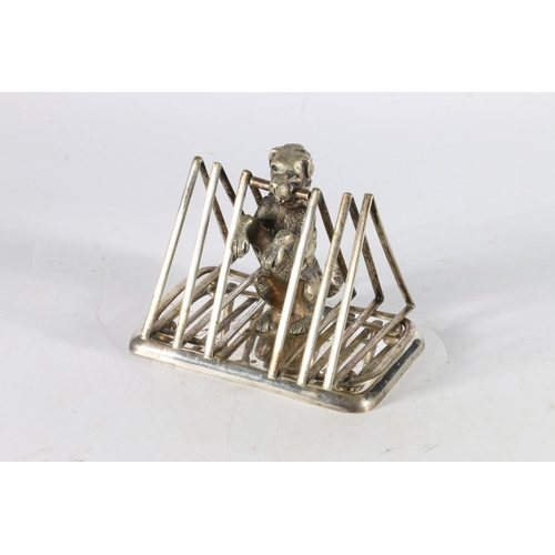 306 - Good Victorian silver plated six bar toast rack with dog support, the base with Victorian diamond ma... 