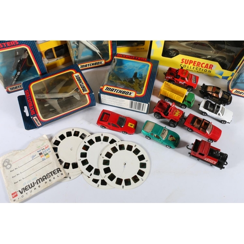 317 - Diecast model vehicles to include five Matchbox Skybusters model airplanes, Burago Ferrari 308 GTB, ... 