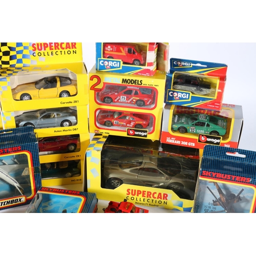 317 - Diecast model vehicles to include five Matchbox Skybusters model airplanes, Burago Ferrari 308 GTB, ... 