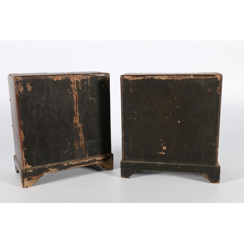 375 - Two Chinese miniature tabletop chests with tortoiseshell painted effect drawer fronts, 16cm tall. (2... 