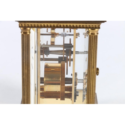 410 - Matthew Norman of London brass cased carriage clock, 14.5cm tall.