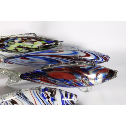 429 - Group of ten Romanian/Murano art glass fish, the largest 57cm long.