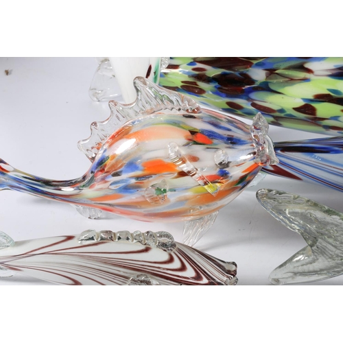 429 - Group of ten Romanian/Murano art glass fish, the largest 57cm long.