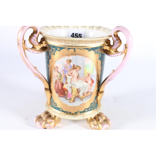 455 - Royal Vienna porcelain cash pot tyg vase decorated with Angelica Kauffman panel, beehive mark to the... 